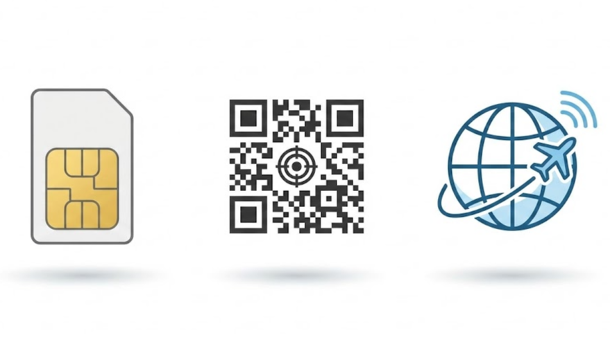 여행 조건에 따라 유심과 로밍을 고르는 선택 분기 도식