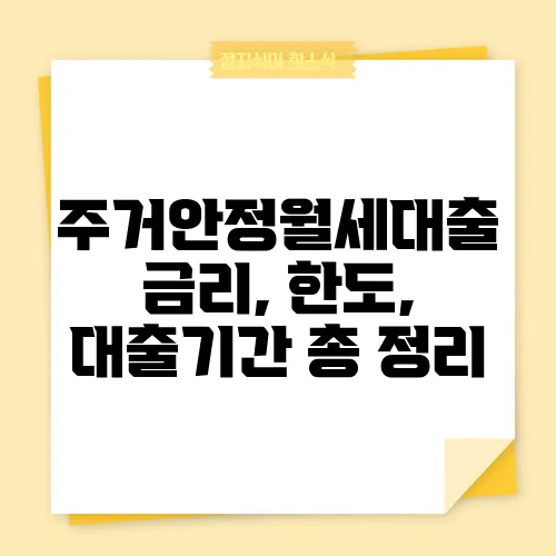 주거안정월세대출 금리, 한도, 대출기간 총 정리