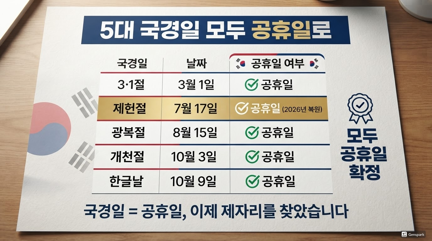 5대 국경일 모두 공휴일로 &mdash; 무슨 의미?