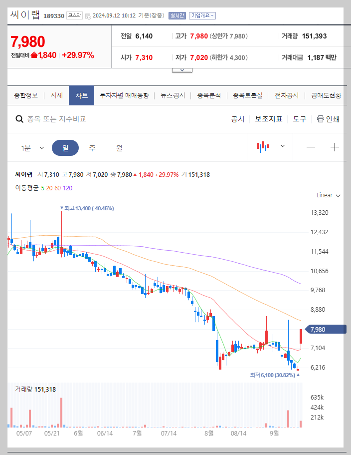 씨이랩 주가 분석
