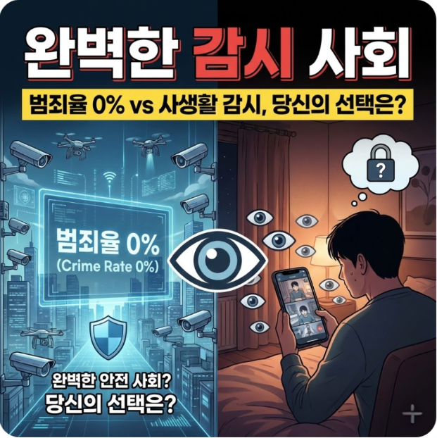 완벽한 감시 사회: 범죄율 0%의 세상이 온다면, 나의 모든 사생활이 실시간으로 감시당해도 좋은가?