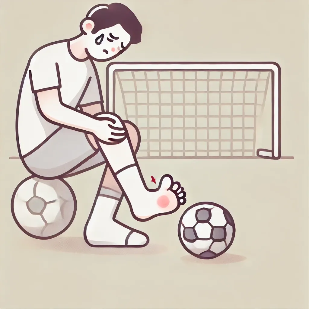 축구공을 찰 때 발가락 통증을 느끼는 사람의 일러스트