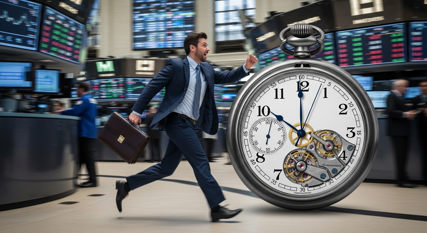 달리는 사람과 시계, 주담대 갈아타기 타이밍 이미지