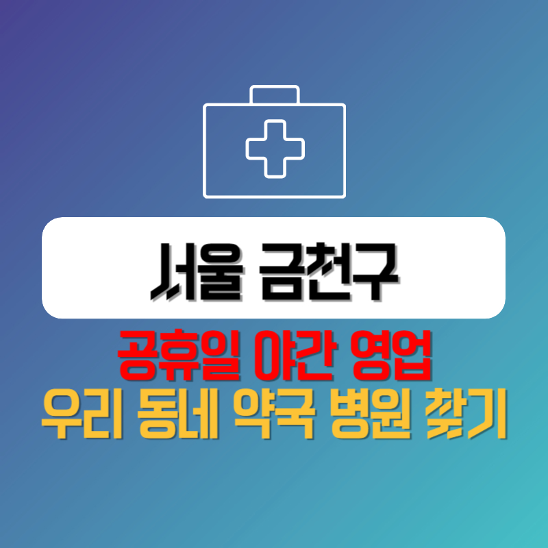 서울 금천구 공휴일 야간 영업 우리 동네 약국 병원 찾기