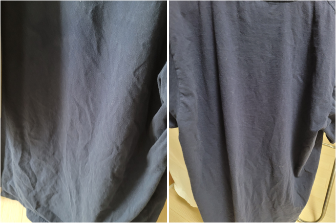 양모볼 사용 전후 사진 비교(왼쪽이 사용 전)