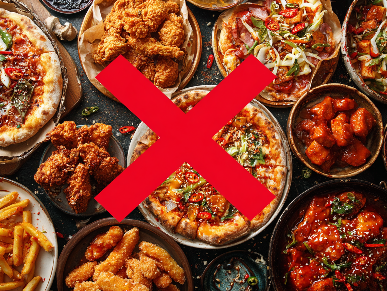 장염 금지 음식, 기름진 음식, 매운 음식, 소화 안 되는 음식, 식단 관리 경고