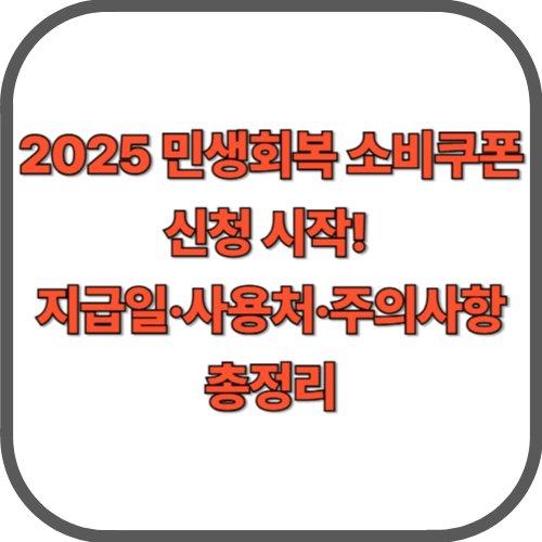 2025 민생회복 소비쿠폰 신청 시작!