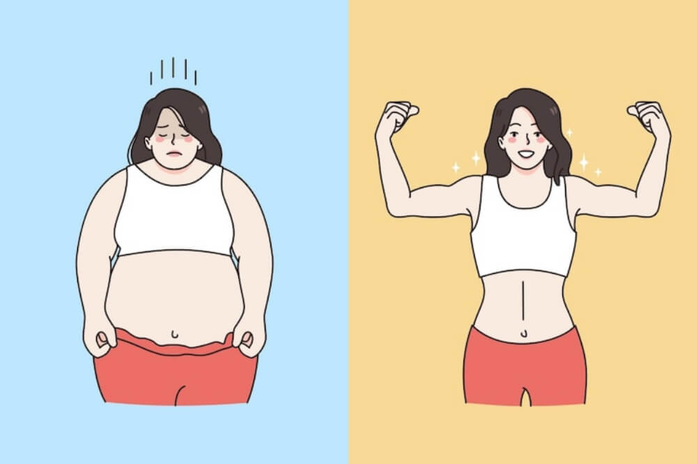 뚱뚱한 여자와 날씬한 여자 모습