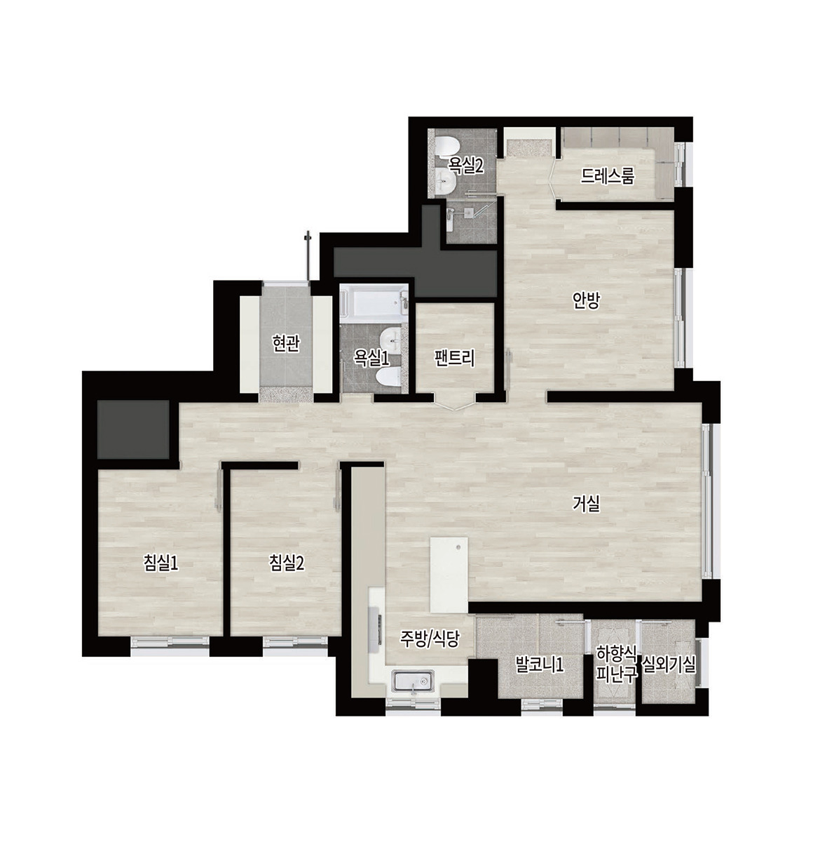 풍무역 롯데캐슬 시그니처 - 75B 평면도