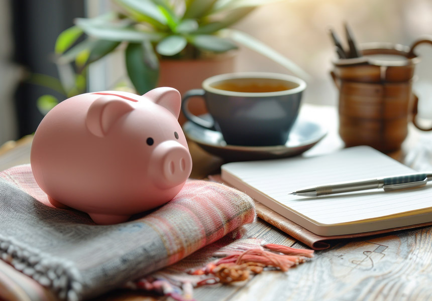 세액공제 혜택과 노후 자산 준비를 상징하는 저금통과 노트