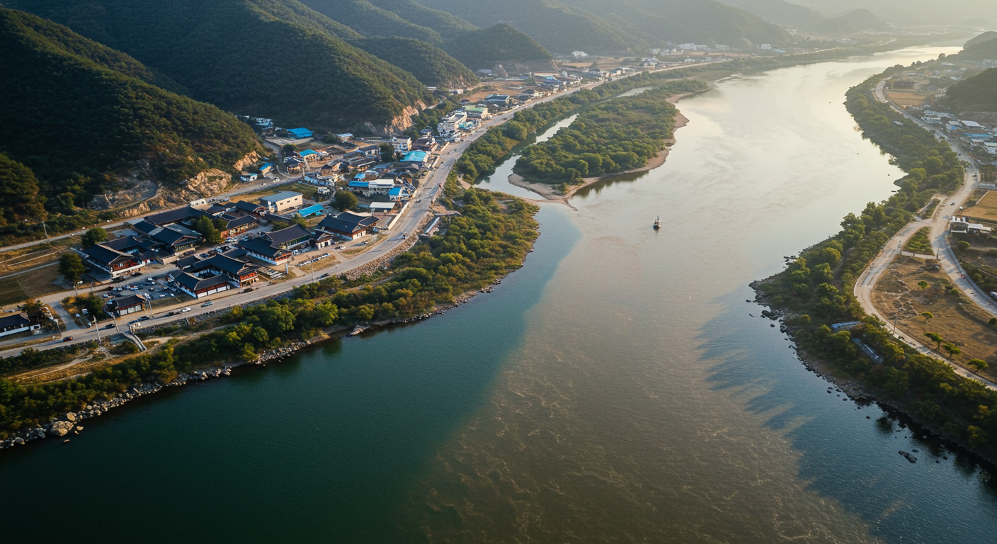 물과 물이 만나는 이미지