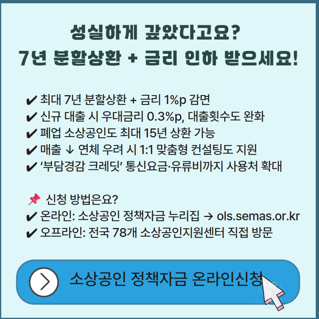 대출 잘 갚은 소상공인이라면? 지금 바로 &lsquo;금리 할인+7년 유예&rsquo; 챙기세요! 관련사진