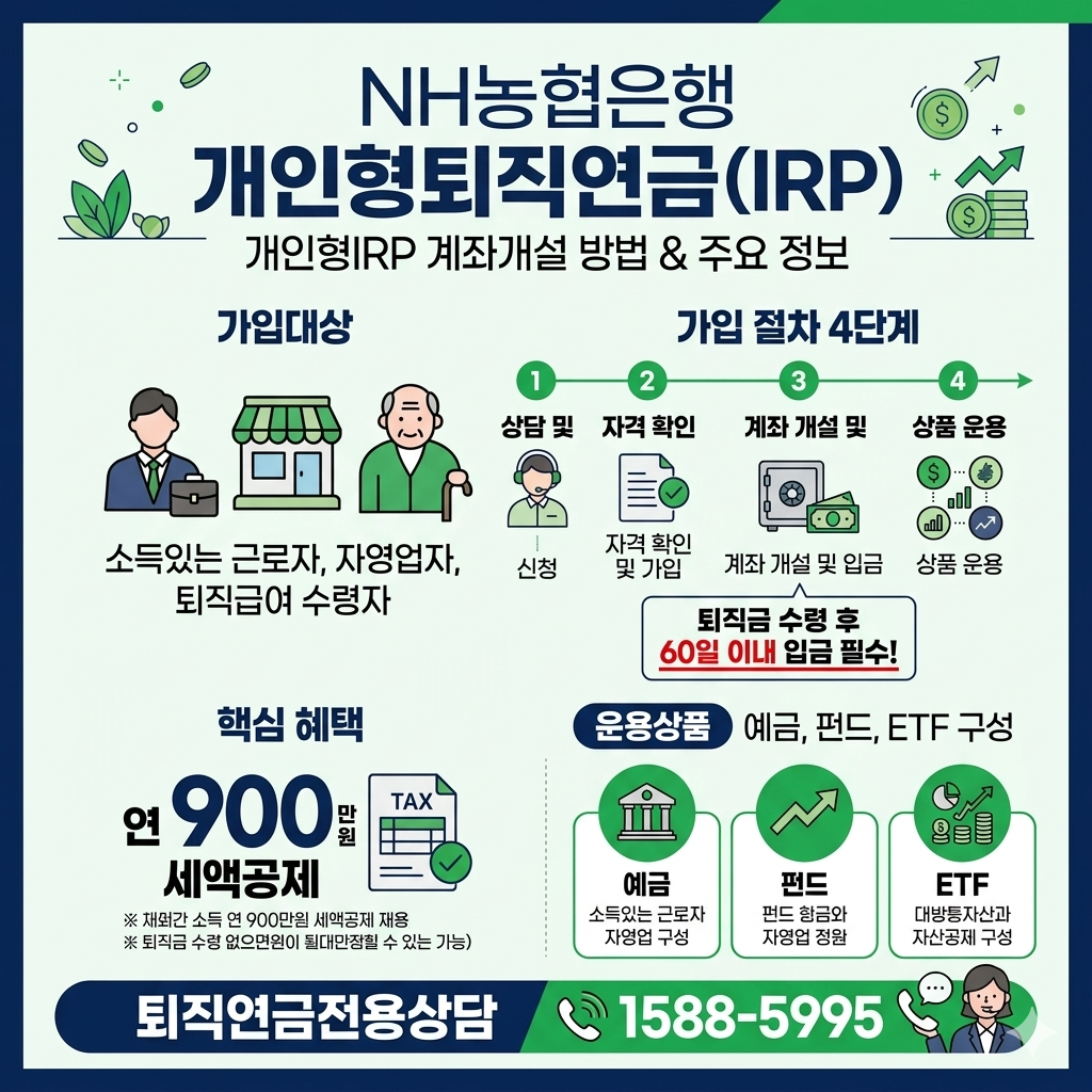 농협 IRP 계좌개설 방법 총정리|NH농협은행 개인형IRP 가입 절차·세액공제·주의사항