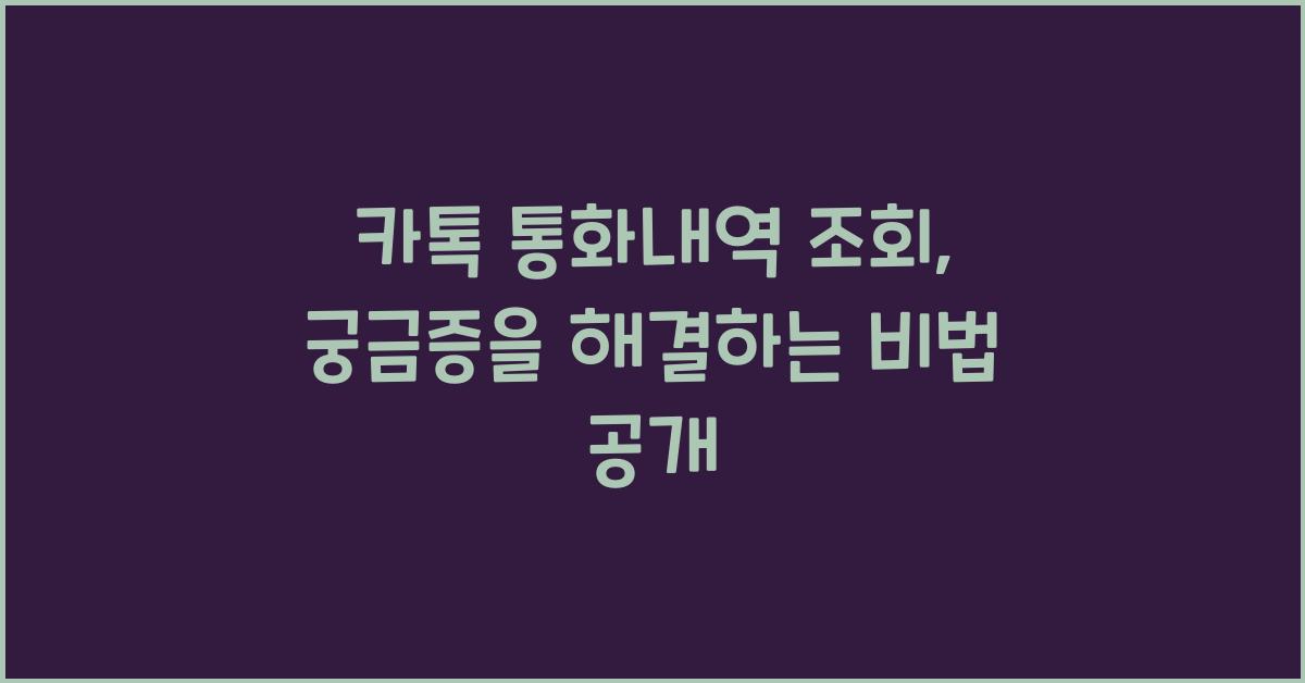 카톡 통화내역 조회