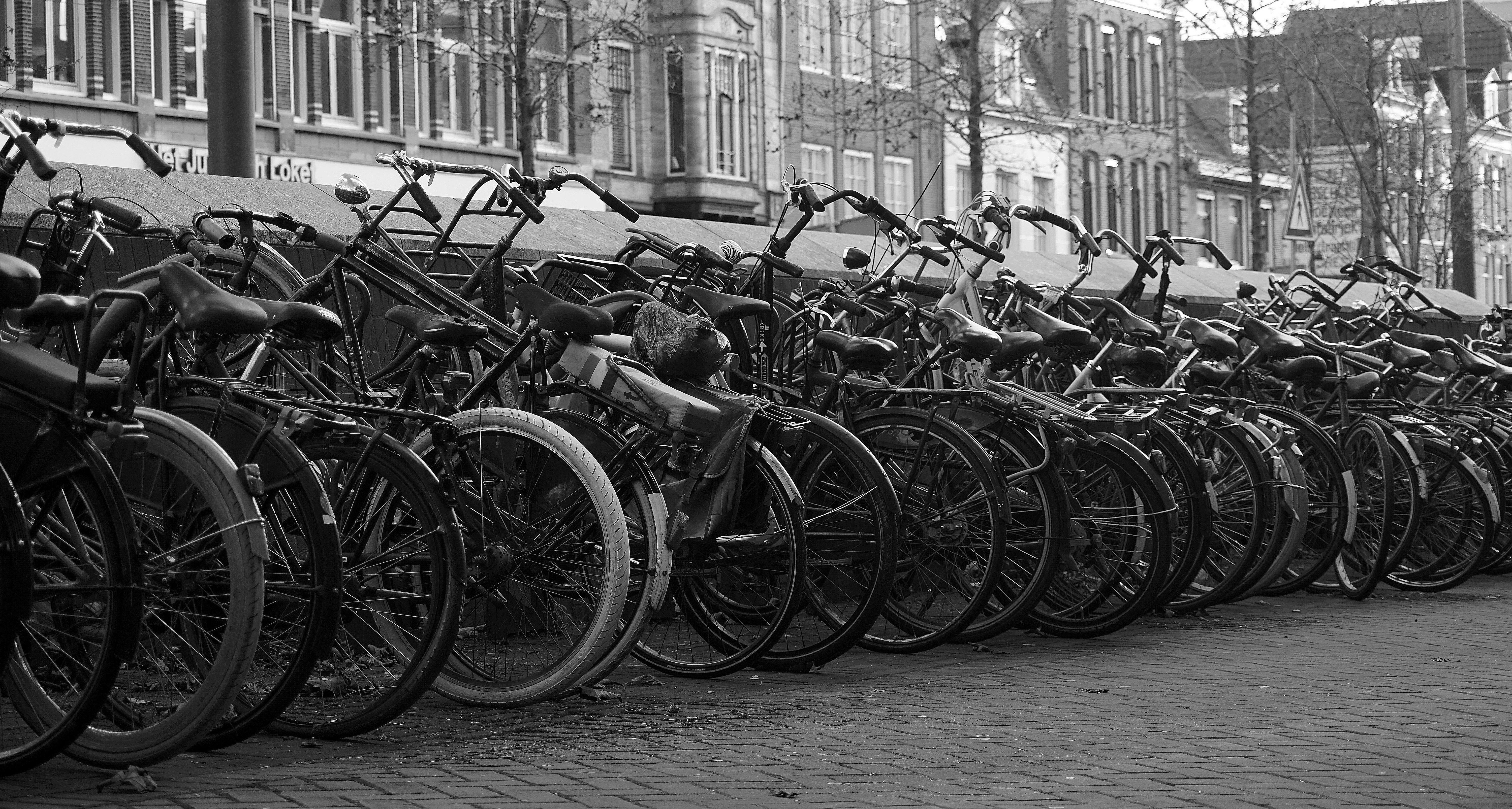 주차되어 있는-오래된-자전거의 모습