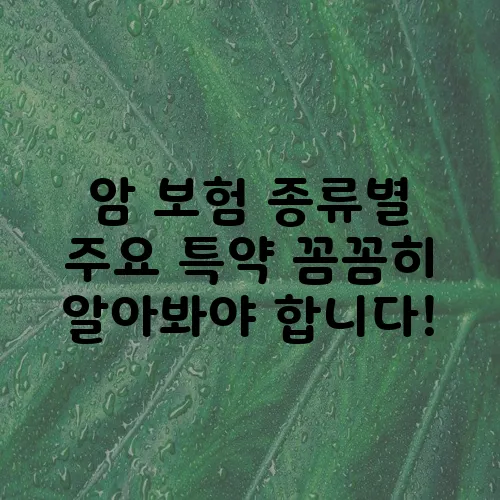 암 보험 종류별 주요 특약 꼼꼼히 알아봐야 합니다!