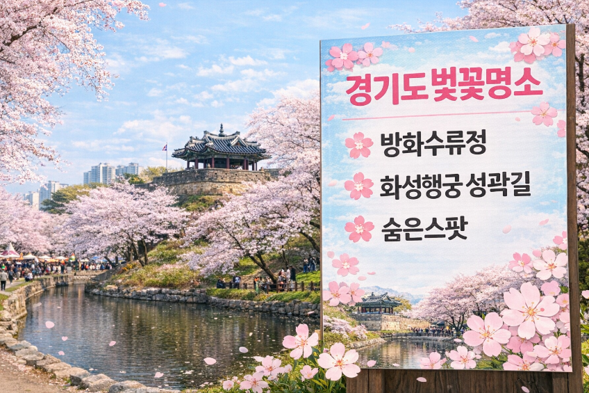 경기도 벚꽃 숨은 명소, 방화수류정·화성행궁 성곽길 완벽 정리