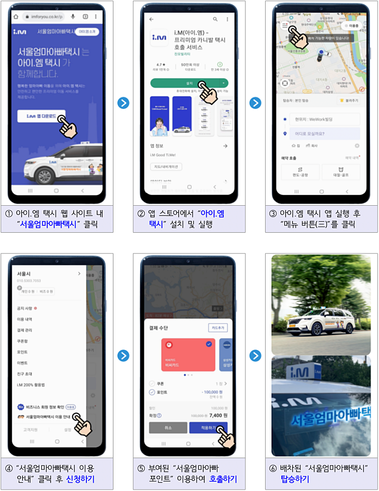 서울엄마아빠택시 포인트 신청 및 호출 방법