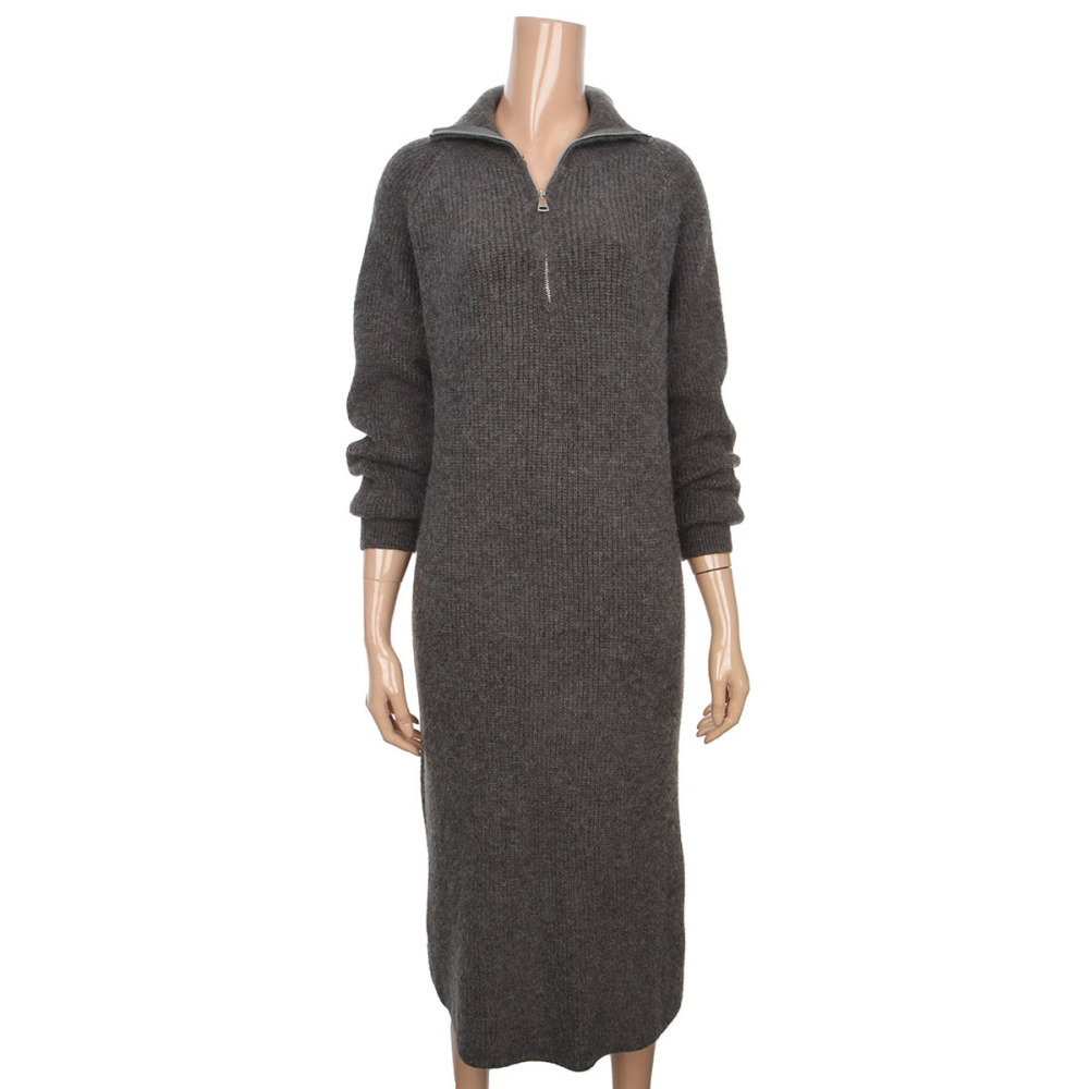 GGPX 하프 집업 래글런 롱 니트 원피스 GMHOP925F