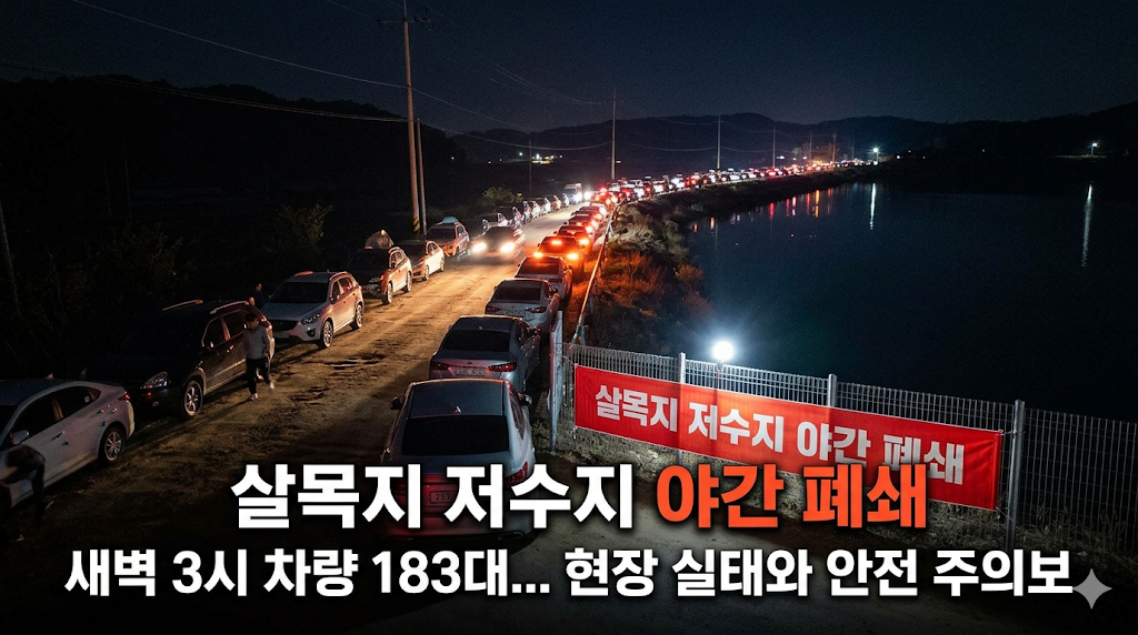 예산군 살목지 저수지 야간 폐쇄... 새벽 3시 차량 183대 몰린 현장 실태와 안전 주의보