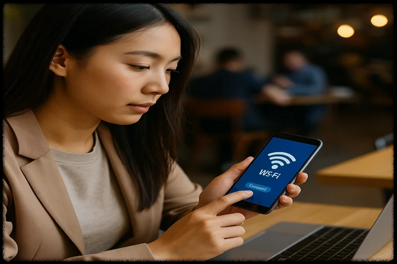 공공장소에서 와이파이를 사용하는 모습