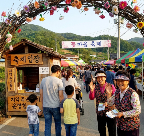 축제장 입구의 정겨운 매표소 풍경