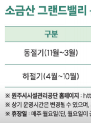 원주 소금산 케이블카 운영시간