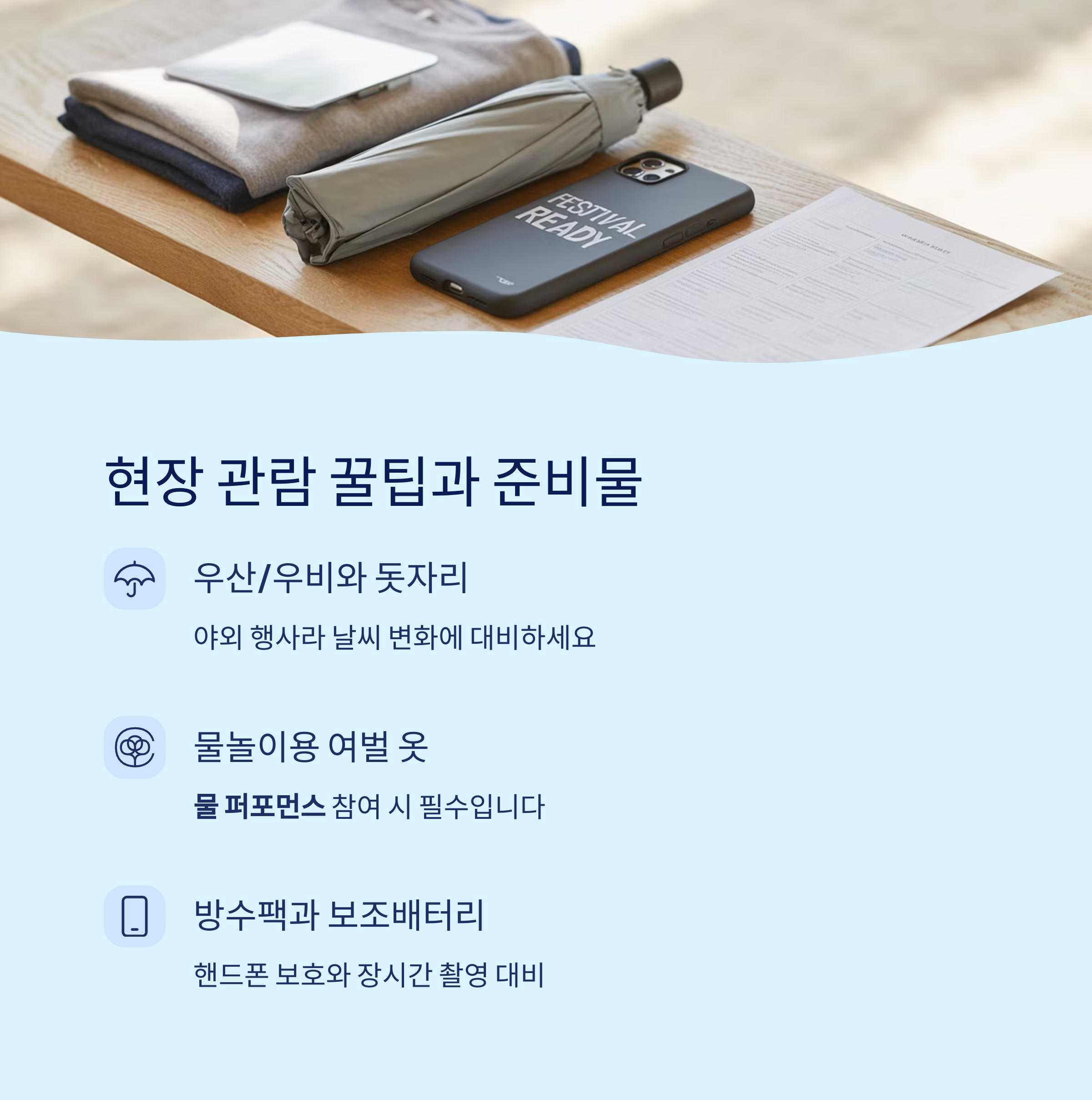 현장 관람 꿀팁과 준비물