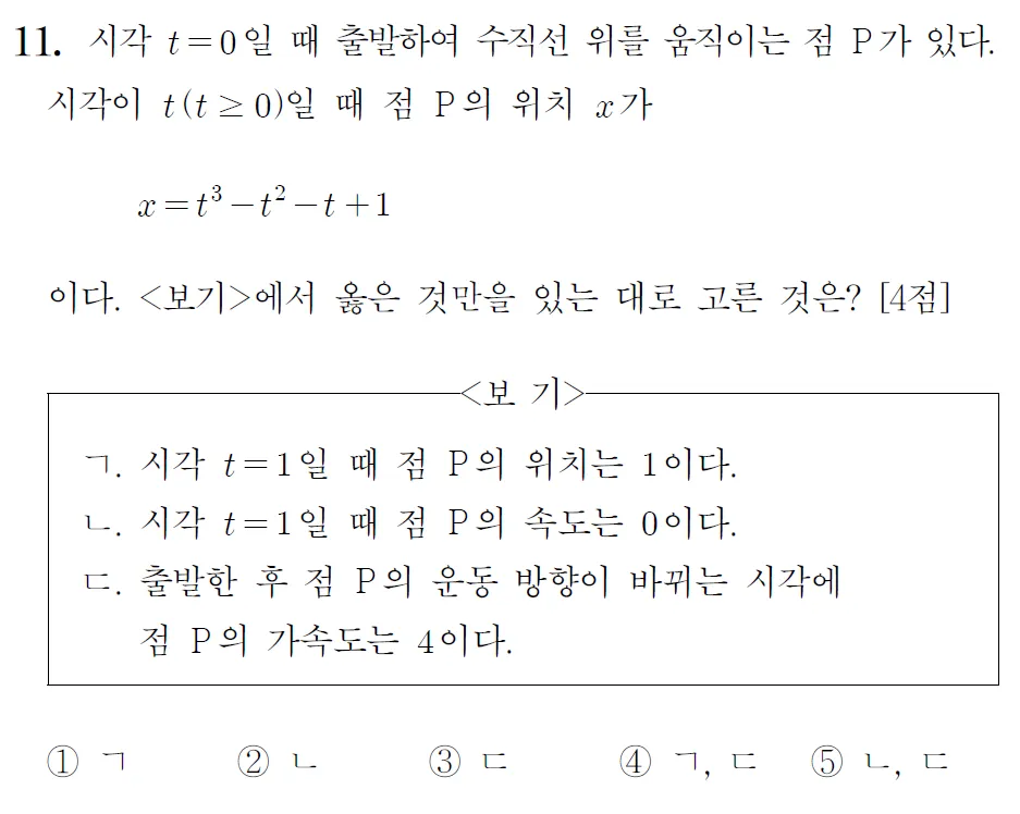 2026학년도 6월 평가원 모의고사 수학 11번 문제