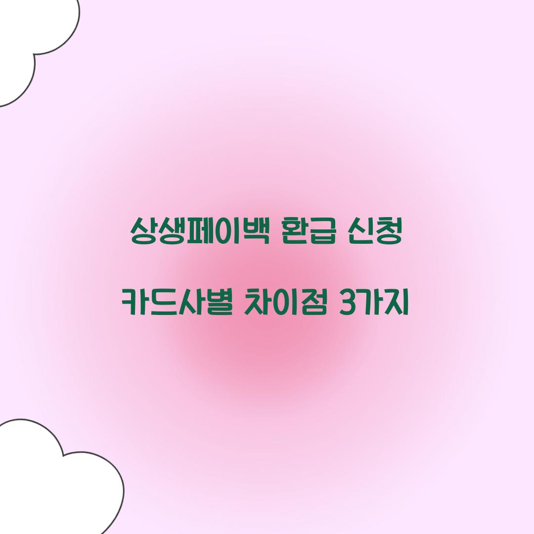 상생페이백 환급 신청 카드사별 차이점 3가지