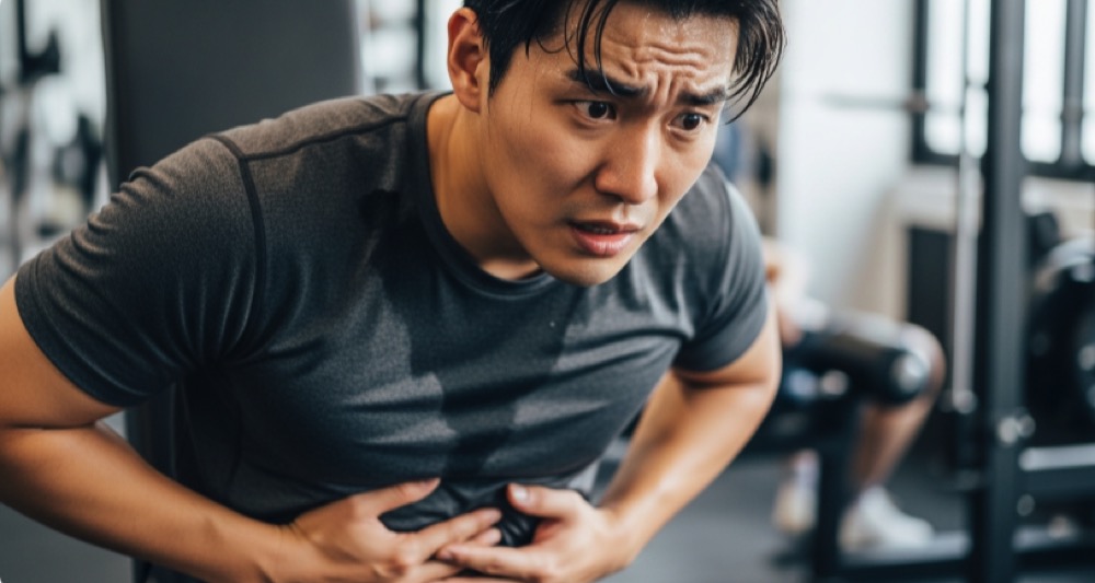 운동 후 복부 확인