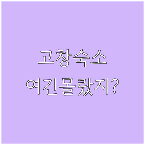 전북 고창 숙소 추천 위치 좋은 호텔..