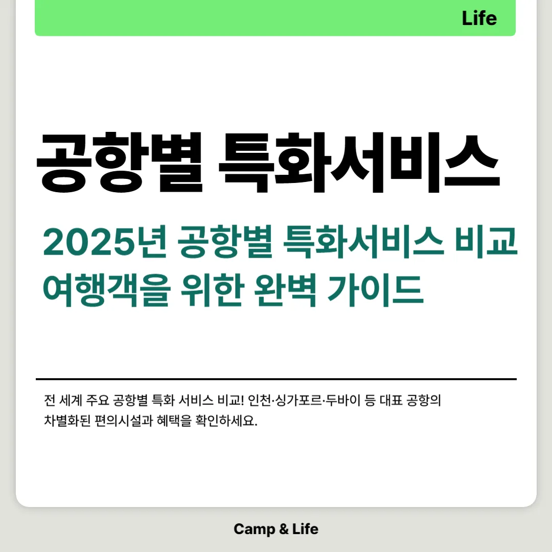 2025년 공항별 특화 서비스 비교