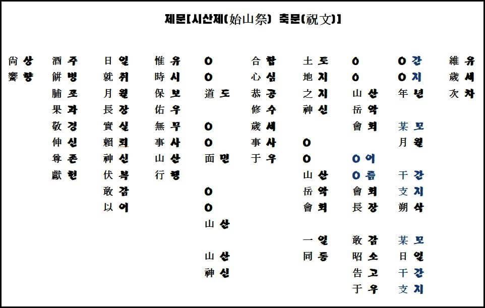 시산제 예시