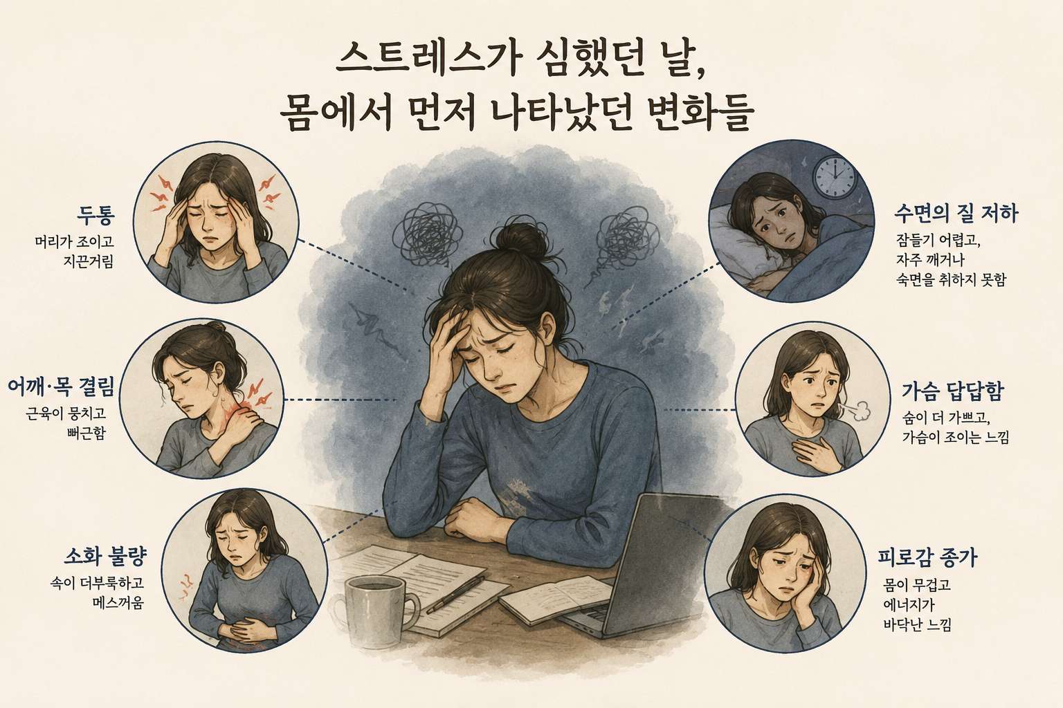 스트레스가 심했던 날, 몸에서 먼저 나타났던 변화들