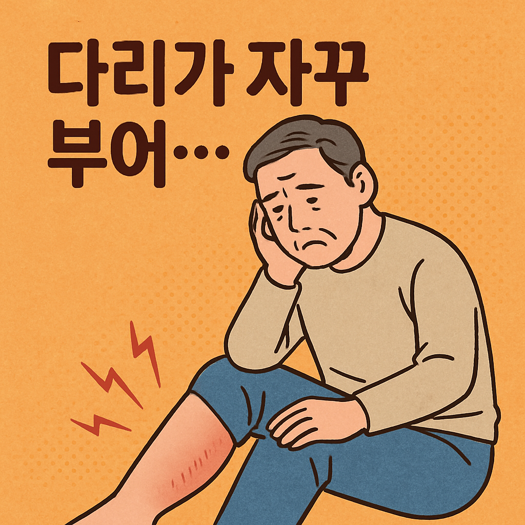 종아리가 부어 고민하는 중년 남성
