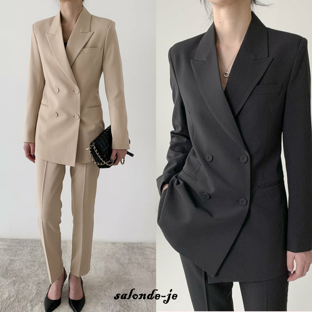 여성정장 세트 더블버튼 여자셋업 빅사이즈 여자면접정장