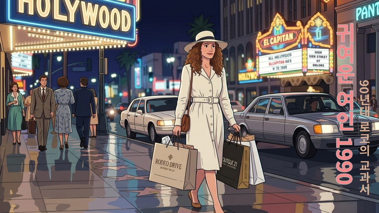 귀여운 여인 1990 쇼핑 장면을 모티브로 한 커스텀 썸네일 이미지