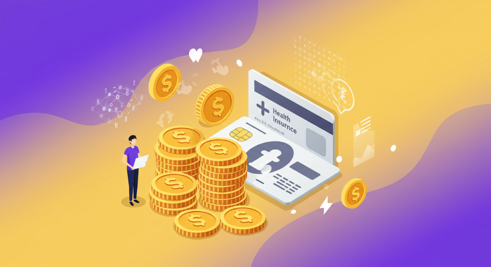 건강보험료 과오납 환급금을 상징하는 동전과 건강보험증 이미지. 돈을 찾아가는 과정의 중요성과 디지털 환급의 편리함을 강조.