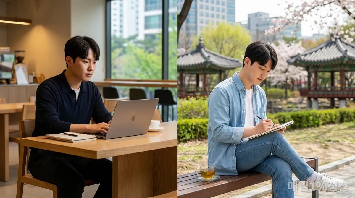 일과 휴식의 균형을 유지하는 한국인의 모습