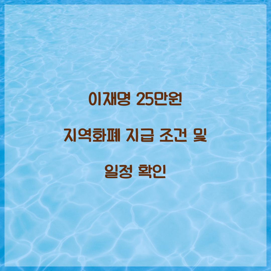 이재명 25만원 지역화폐 지급