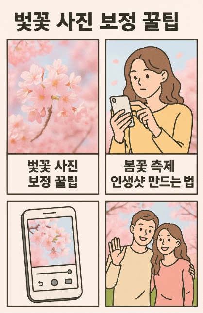 벚꽃 사진 보정관련 4컷만화