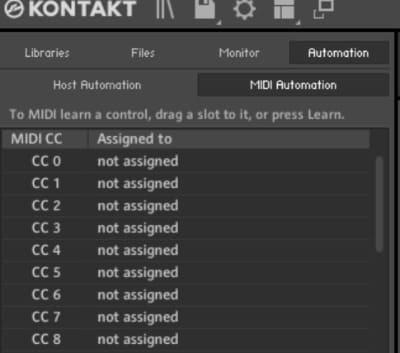 사이트 패널에서 MIDI 컨트롤러 할당