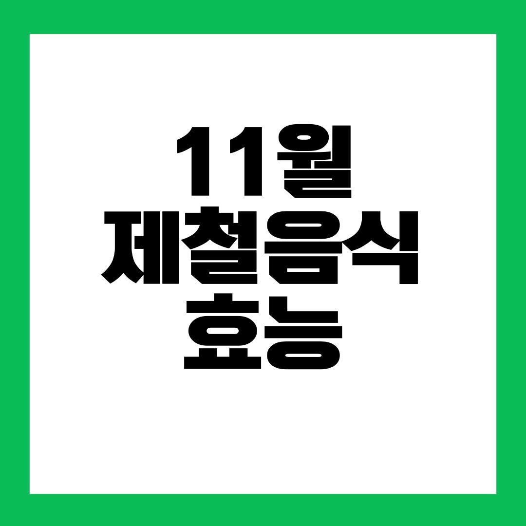 11월 제철음식 효능