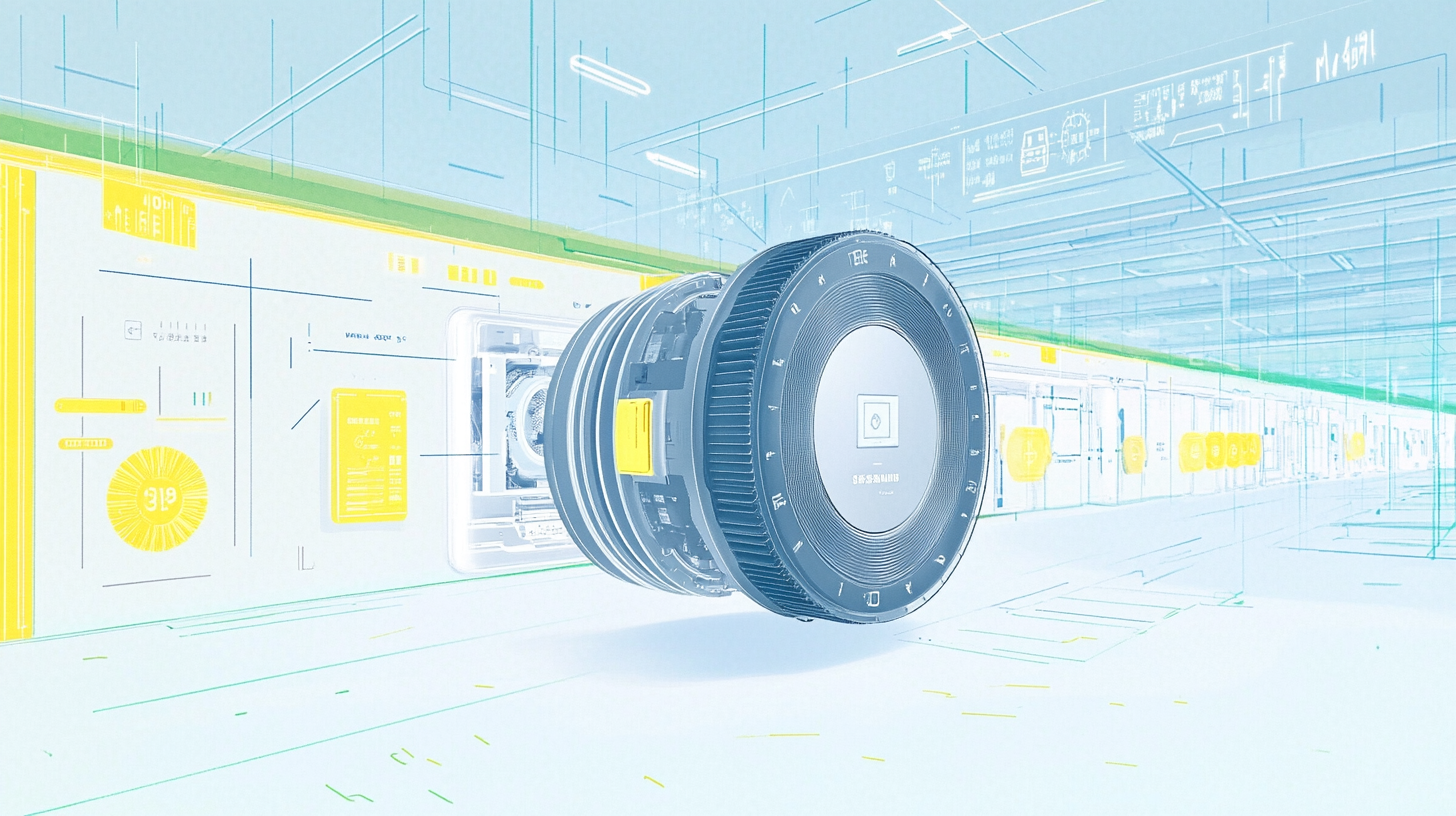 삼성 WW10TP34DSG9S의 디지털 인버터 모터가 작동 중인 예술적 표현 이미지, 내구성과 에너지 효율성을 강조하며 미래지향적인 배경 속에 설정된 모습.