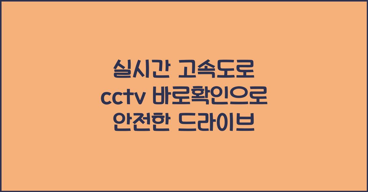 실시간 고속도로 cctv 바로확인