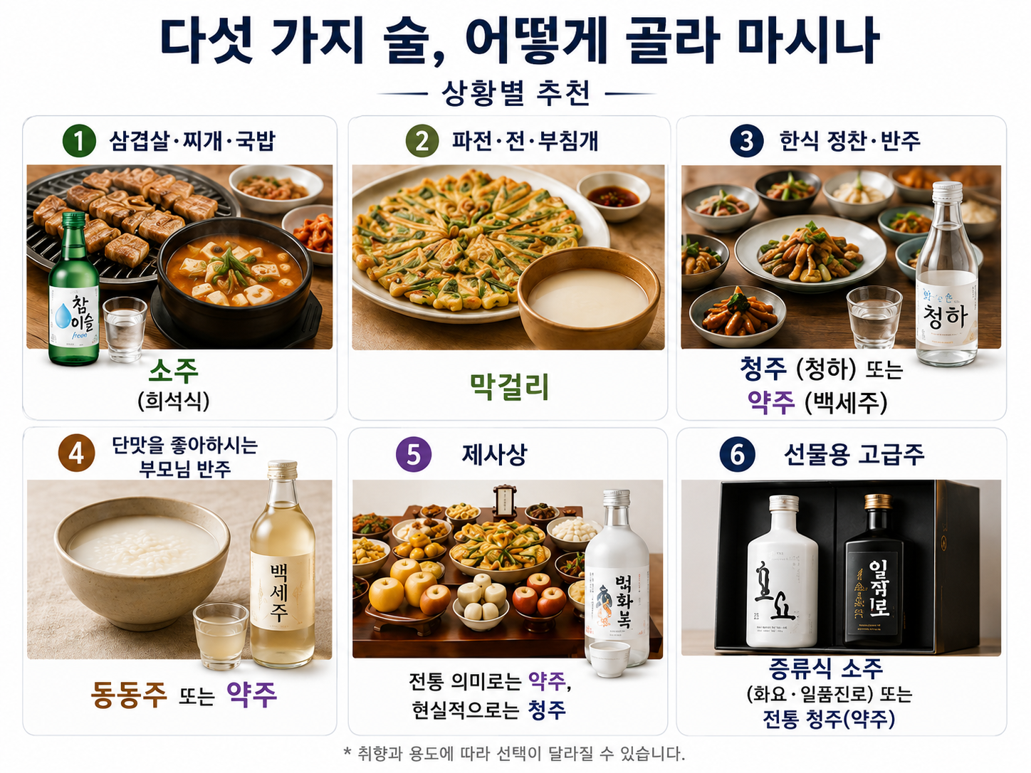 한국의 다섯 가지 술 어떻게 골라 마시나.