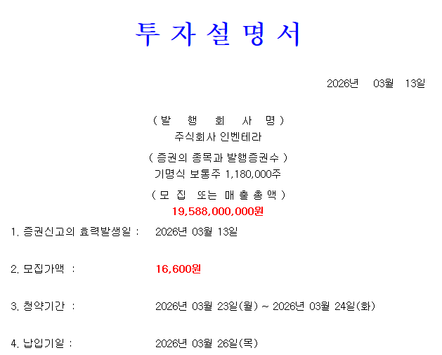 인벤테라 상장일