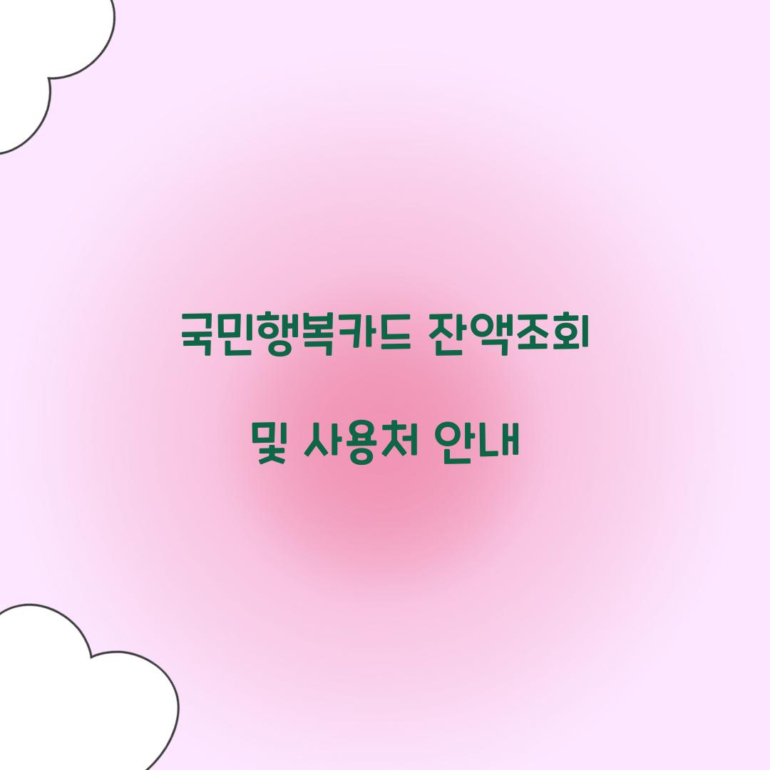 국민행복카드 잔액조회