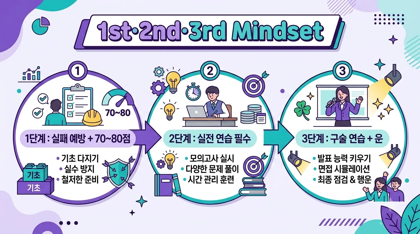 1차·2차·3차 각 단계별 마인드셋을 보여주는 프로세스 인포그래픽